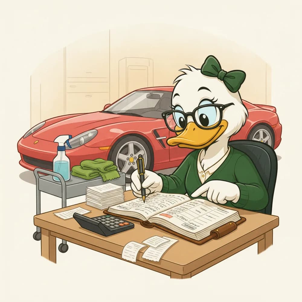 The LuckyDuck mascot, illustrated for auto detailing