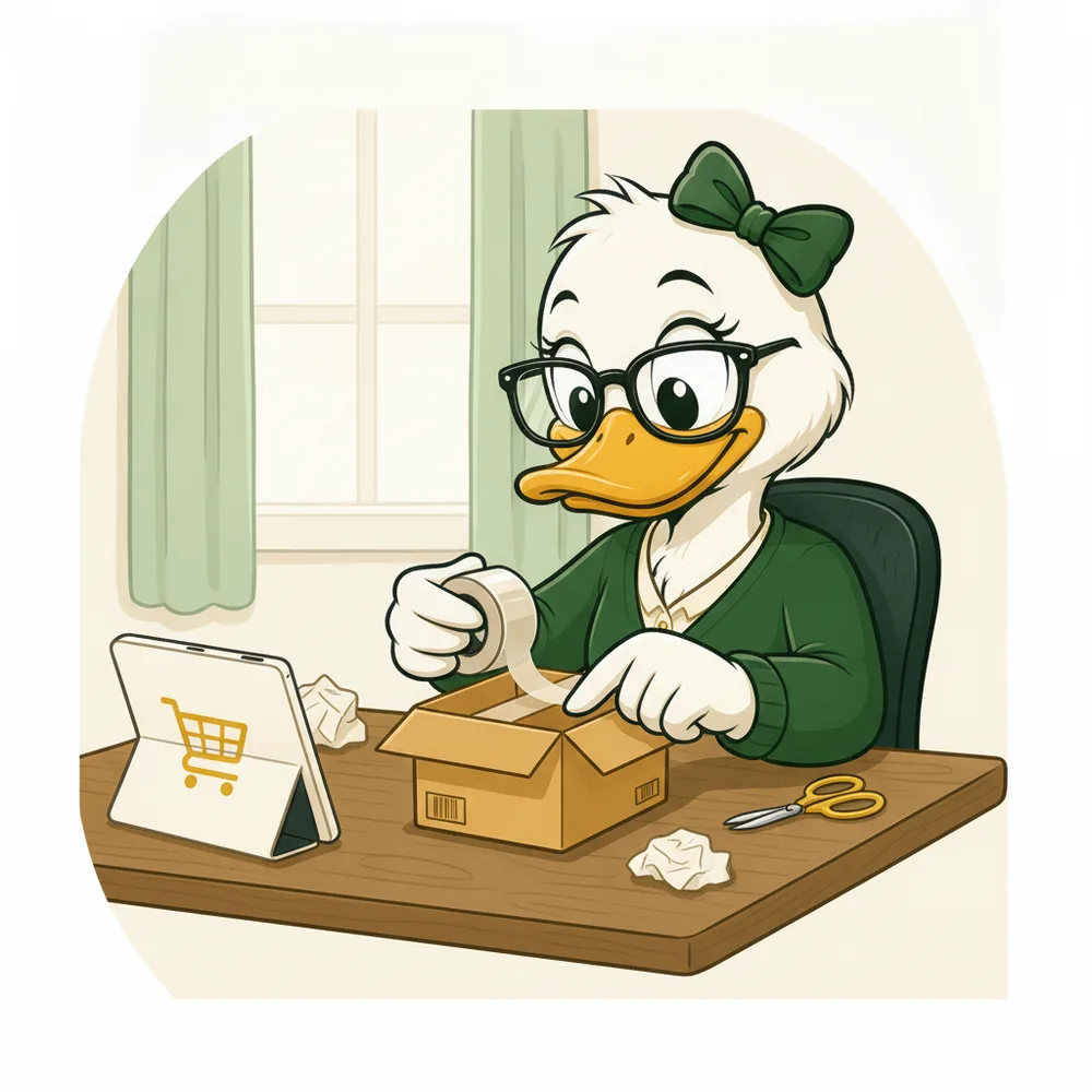 The LuckyDuck mascot, illustrated for e-commerce